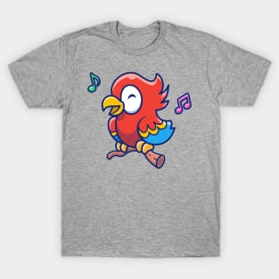 Cute Parrot Bird Singing Cartoon T-Shirt